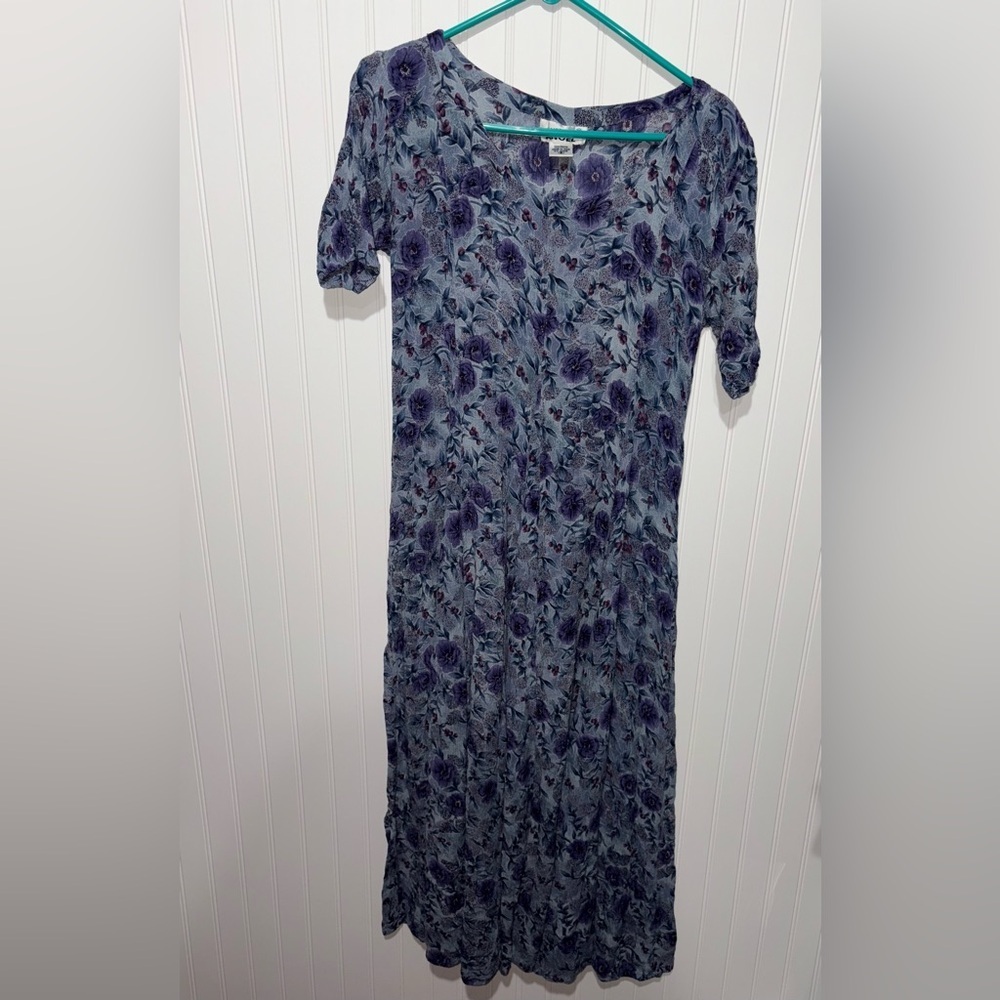 Vintage American Angel Floral Blue Maxi Dress| Size Small